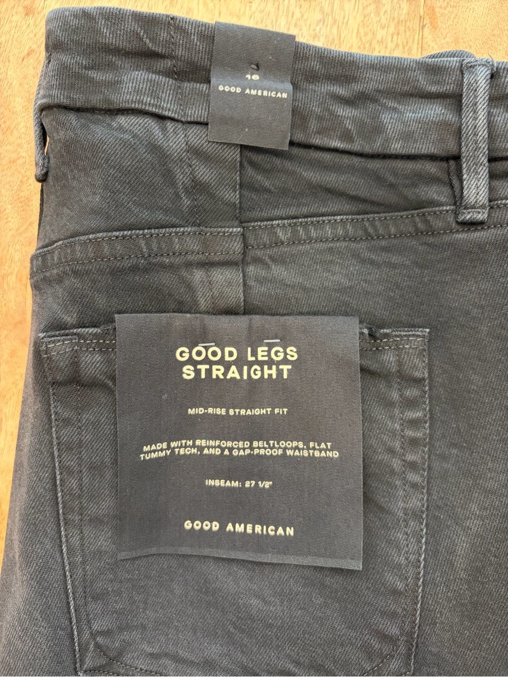 Good American Black Good Legs Straight Mid-Rise Jeans NWT